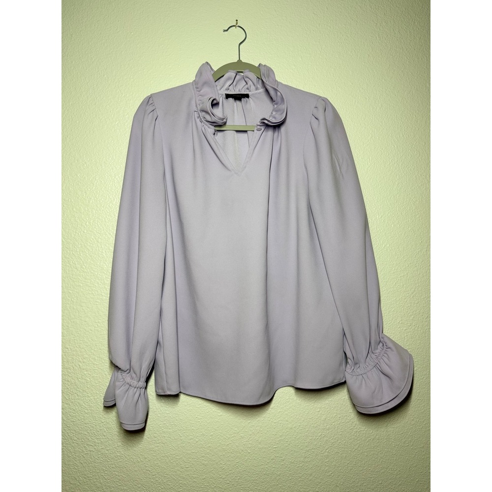 JCrew lilac ruffle long sleeve size M